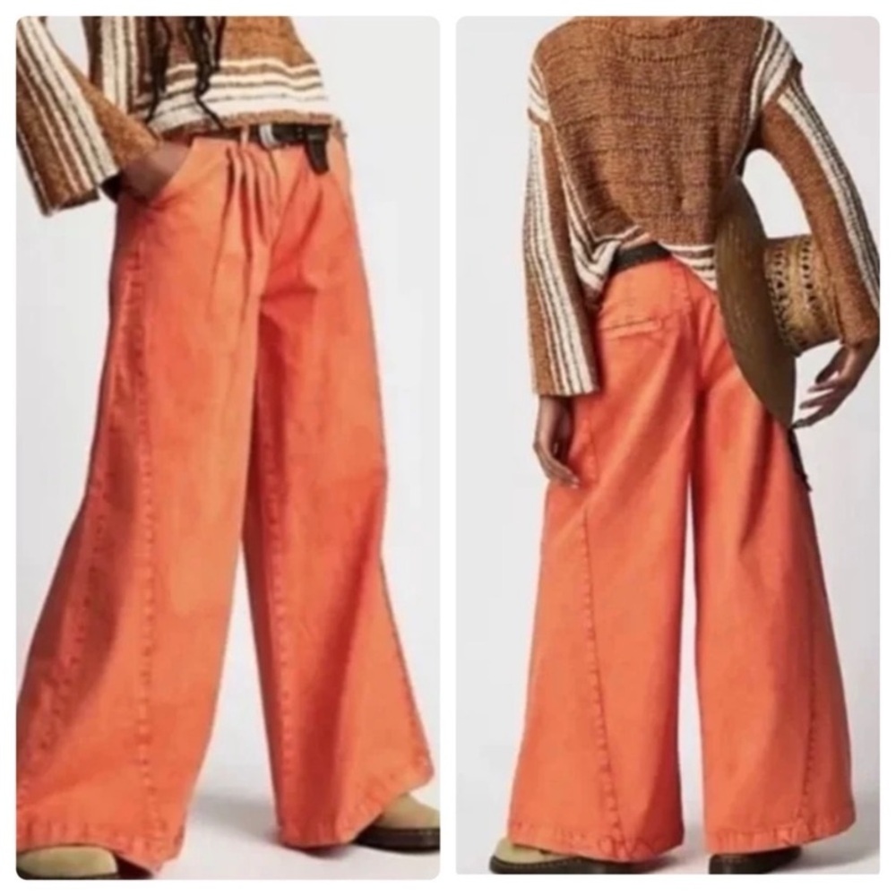 NWOT Free People We The Free Denim Equinox Trouser Wide Leg Pants - Picture 4 of 15